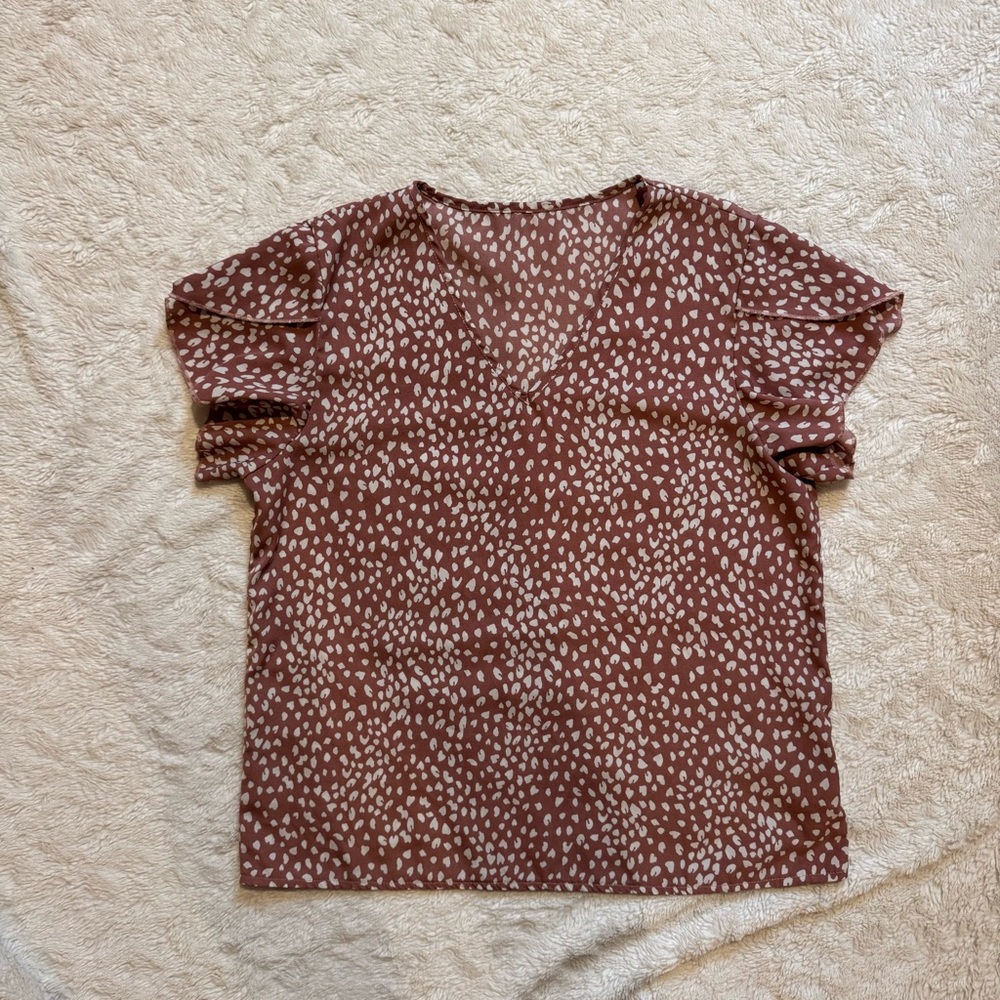 Mauve and White Patterned Blouse